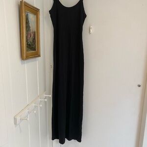 aerie NWT Black Sleeveless Maxi Dress ribbed cotton/poly back scoop
